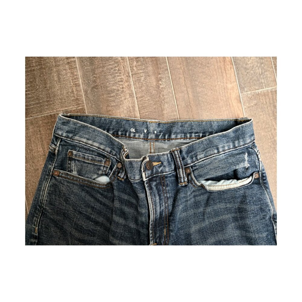 STYLISH 32X34 OLV JAPAN OLV DENIM JEANS HEAVY BLUE COTTON DENIM STRAIGHT LEG - Picture 4 of 6